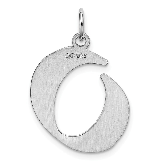 Million Charms 925 Sterling Silver Rhodium-Plated Medium Artisan Block Alphabet Letter Initial O Charm