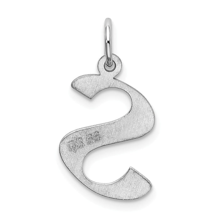 Million Charms 925 Sterling Silver Rhodium-Plated Medium Artisan Block Alphabet Letter Initial S Charm