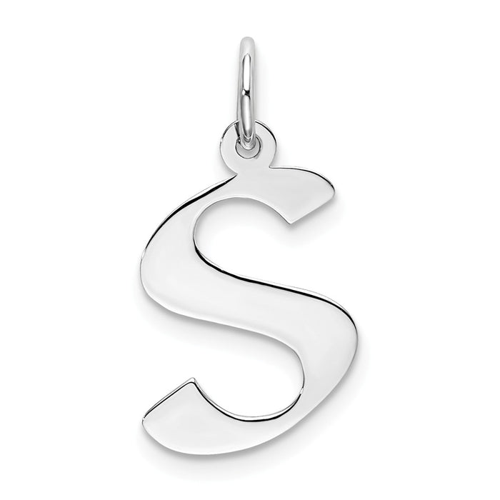 Million Charms 925 Sterling Silver Rhodium-Plated Medium Artisan Block Alphabet Letter Initial S Charm