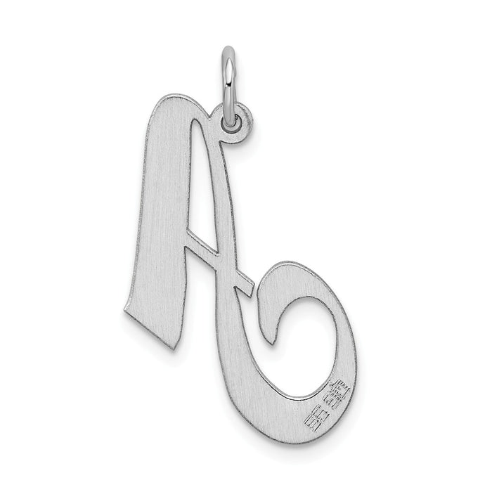 Million Charms 925 Sterling Silver Rhodium-Plated Large Fancy Script Alphabet Letter Initial A Charm