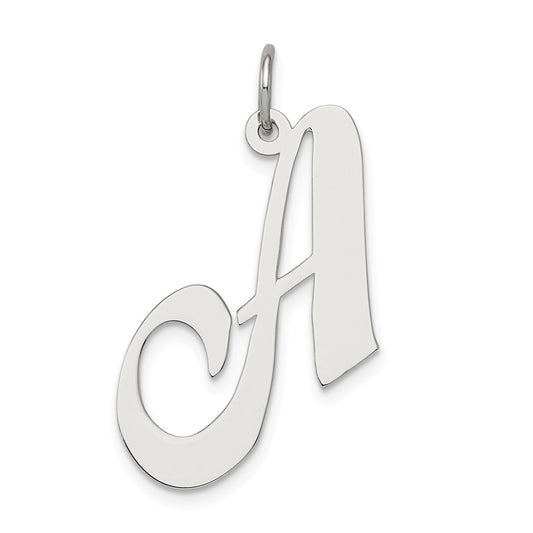 Million Charms 925 Sterling Silver Rhodium-Plated Large Fancy Script Alphabet Letter Initial A Charm