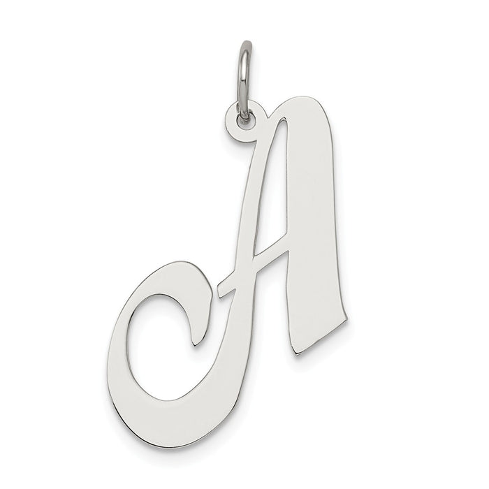 Million Charms 925 Sterling Silver Rhodium-Plated Large Fancy Script Alphabet Letter Initial A Charm