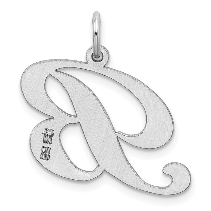 Million Charms 925 Sterling Silver Rhodium-Plated Large Fancy Script Alphabet Letter Initial B Charm