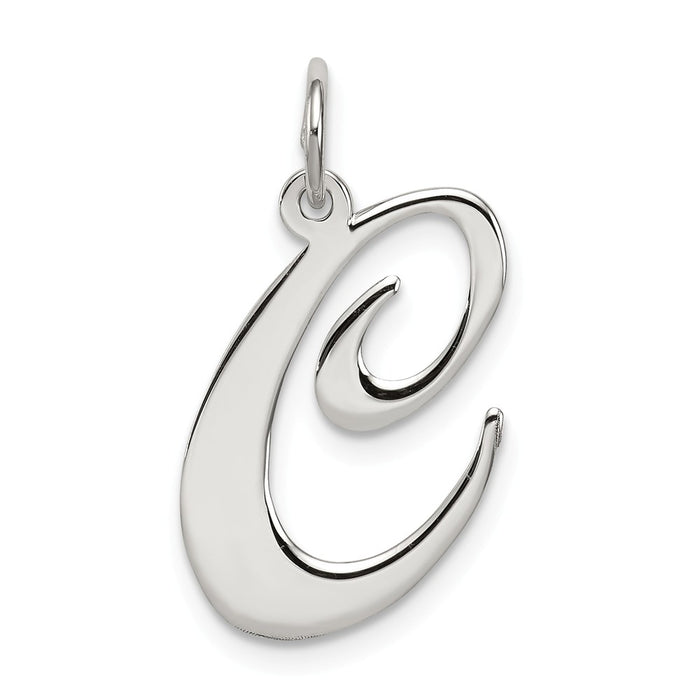 Million Charms 925 Sterling Silver Rhodium-Plated Large Fancy Script Alphabet Letter Initial C Charm