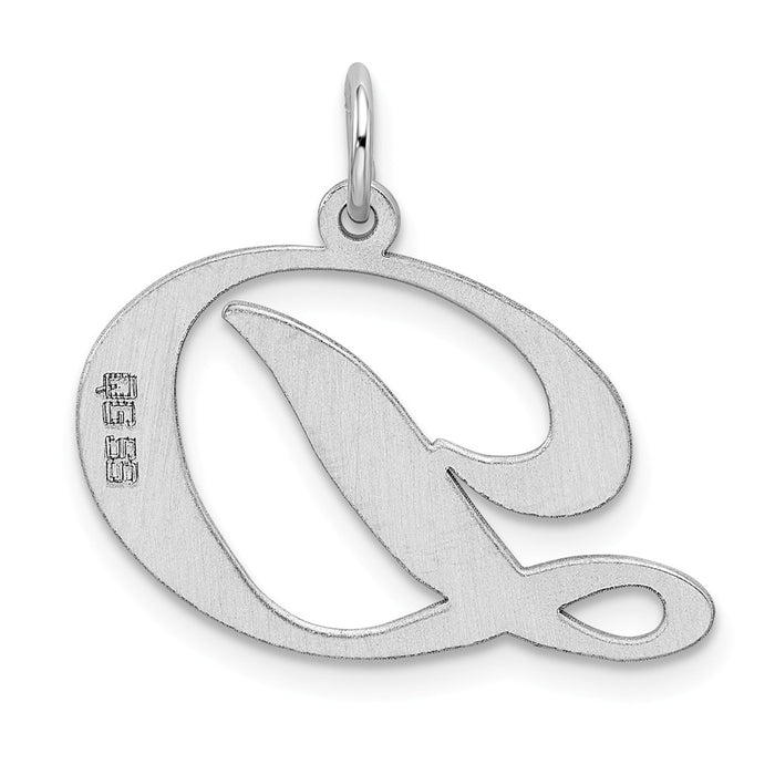 Million Charms 925 Sterling Silver Rhodium-Plated Large Fancy Script Alphabet Letter Initial D Charm