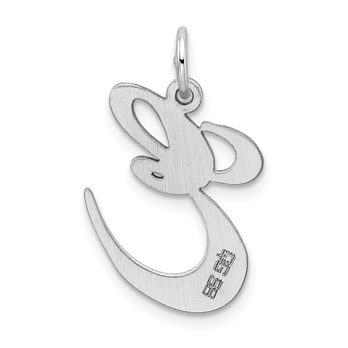 Million Charms 925 Sterling Silver Rhodium-Plated Large Fancy Script Alphabet Letter Initial E Charm