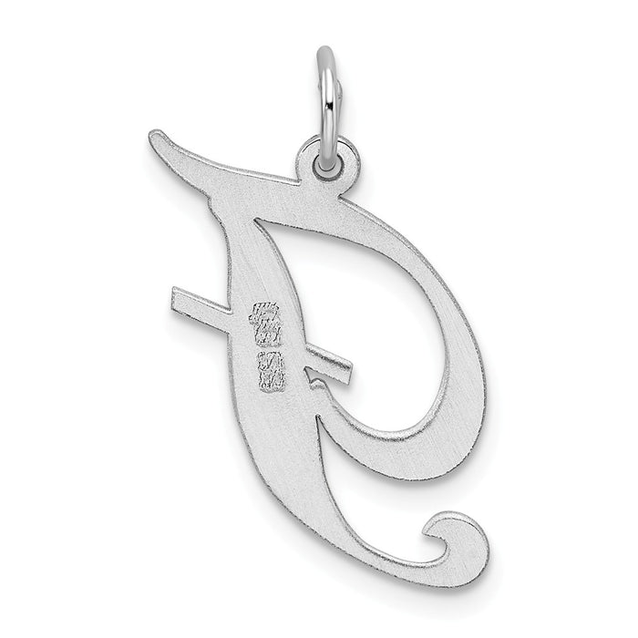 Million Charms 925 Sterling Silver Rhodium-Plated Large Fancy Script Alphabet Letter Initial F Charm