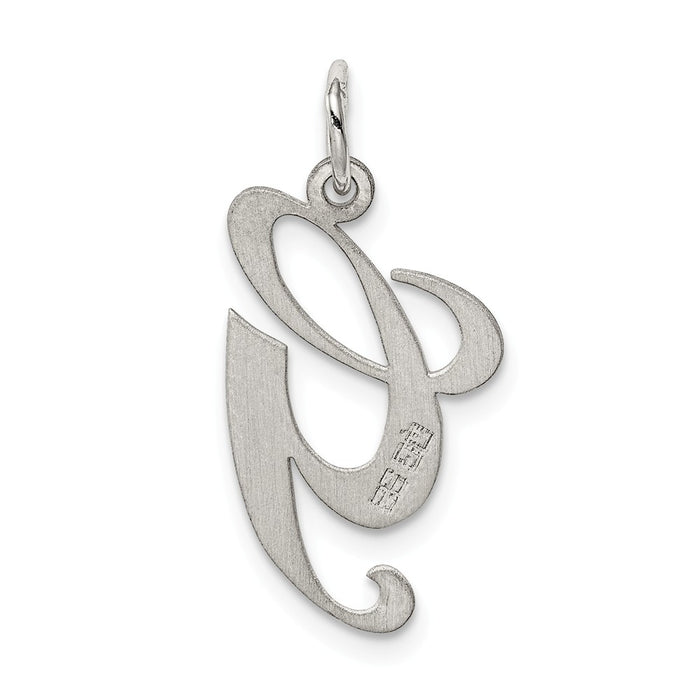 Million Charms 925 Sterling Silver Rhodium-Plated Large Fancy Script Alphabet Letter Initial G Charm