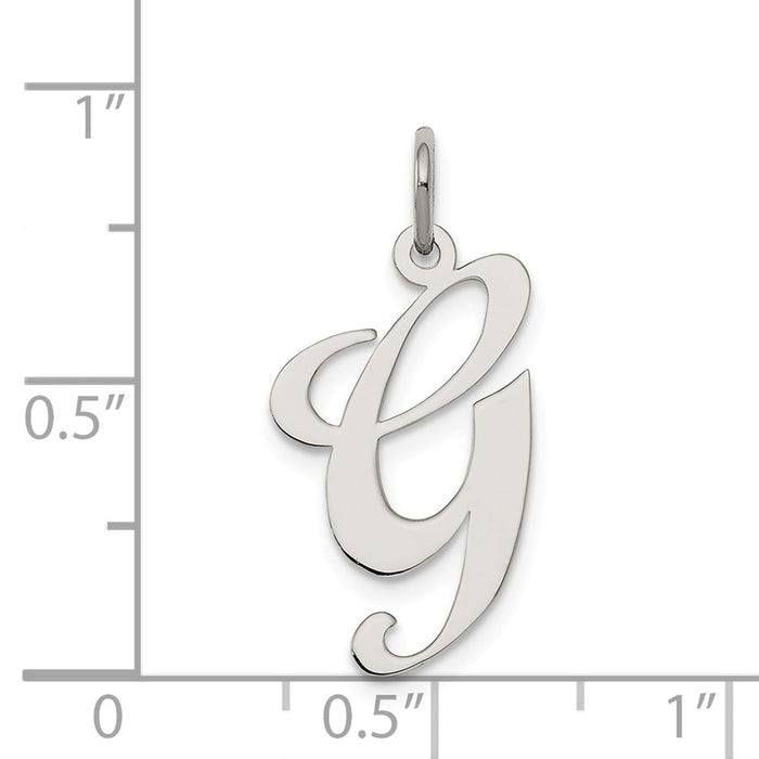 Million Charms 925 Sterling Silver Rhodium-Plated Large Fancy Script Alphabet Letter Initial G Charm