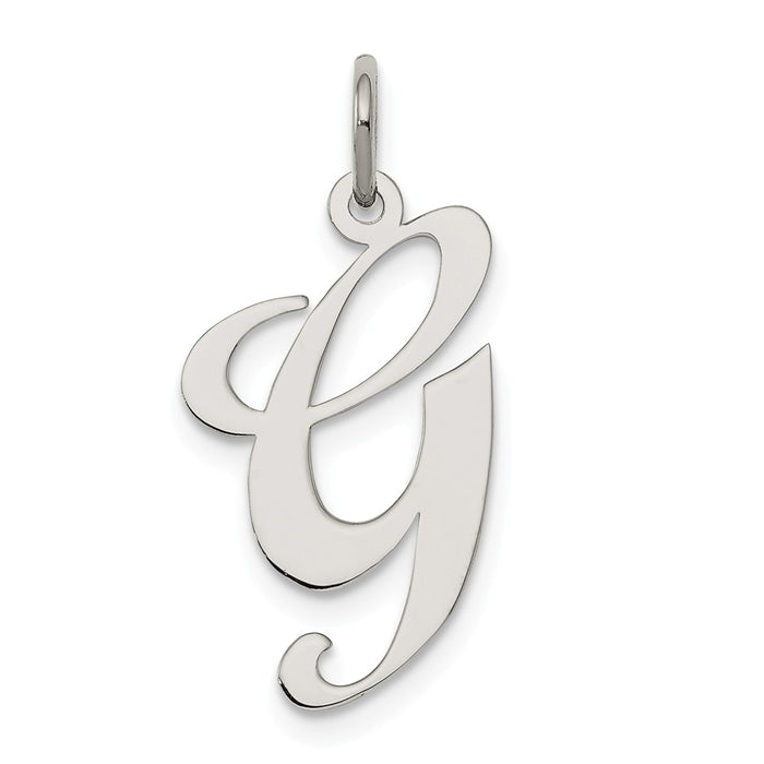 Million Charms 925 Sterling Silver Rhodium-Plated Large Fancy Script Alphabet Letter Initial G Charm