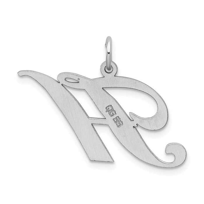 Million Charms 925 Sterling Silver Rhodium-Plated Large Fancy Script Alphabet Letter Initial H Charm