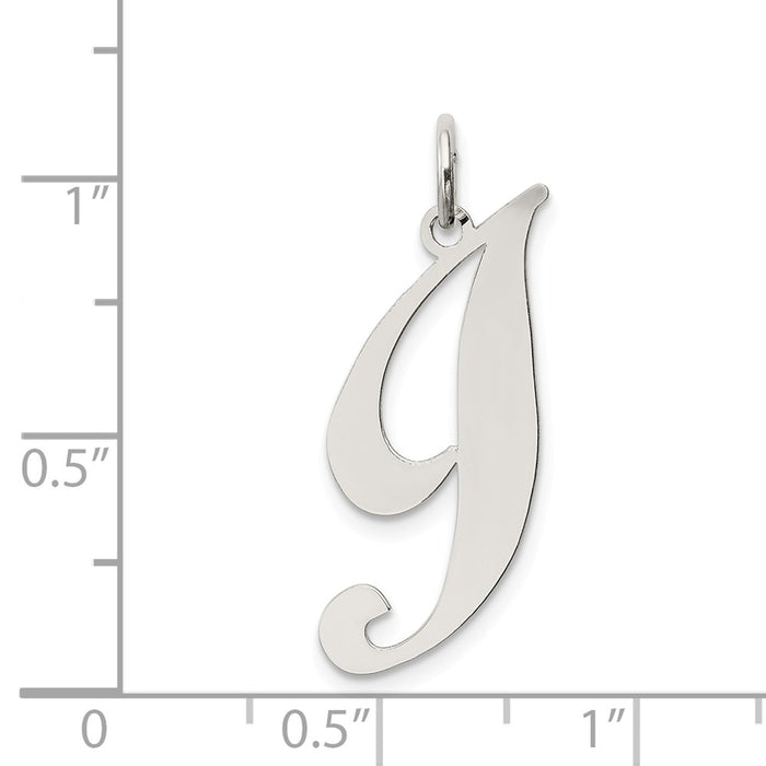 Million Charms 925 Sterling Silver Rhodium-Plated Large Fancy Script Alphabet Letter Initial I Charm