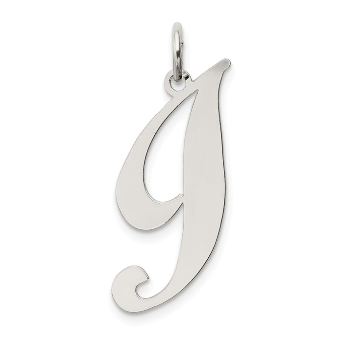 Million Charms 925 Sterling Silver Rhodium-Plated Large Fancy Script Alphabet Letter Initial I Charm