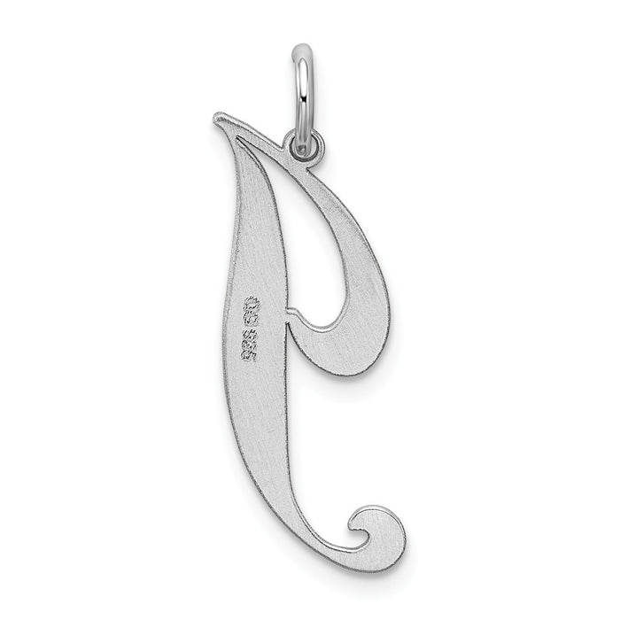 Million Charms 925 Sterling Silver Rhodium-Plated Large Fancy Script Alphabet Letter Initial J Charm