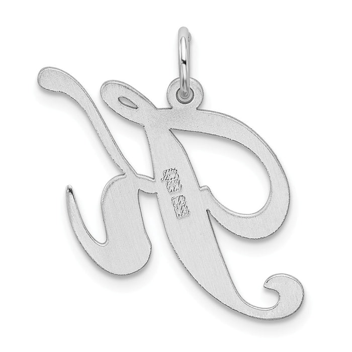 Million Charms 925 Sterling Silver Rhodium-Plated Large Fancy Script Alphabet Letter Initial K Charm