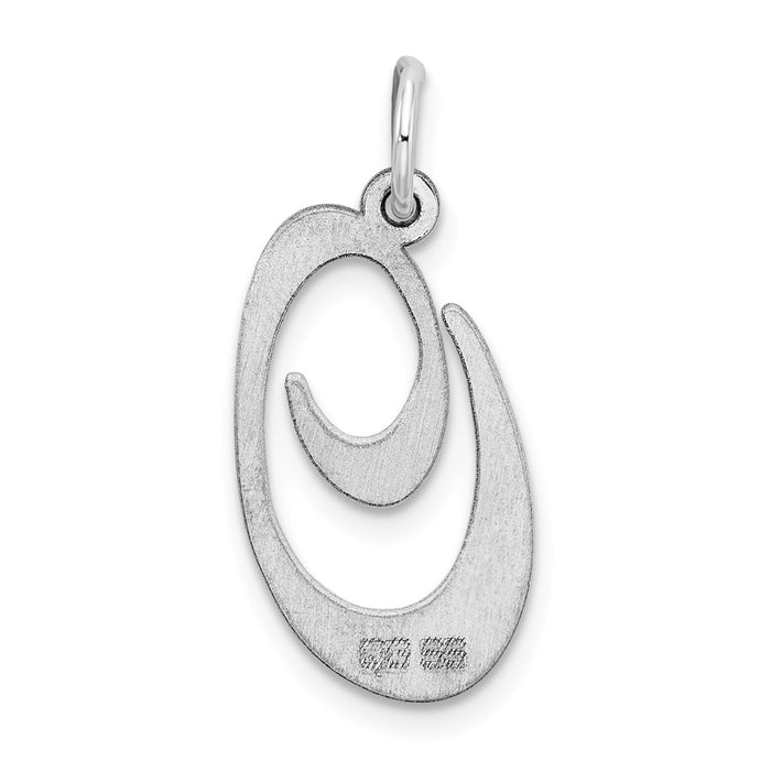 Million Charms 925 Sterling Silver Rhodium-Plated Large Fancy Script Alphabet Letter Initial O Charm