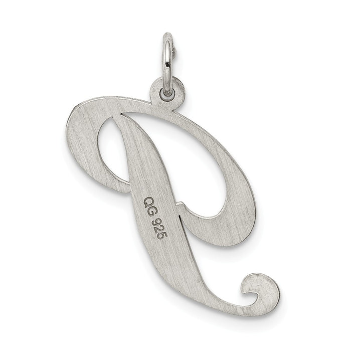 Million Charms 925 Sterling Silver Rhodium-Plated Large Fancy Script Alphabet Letter Initial P Charm