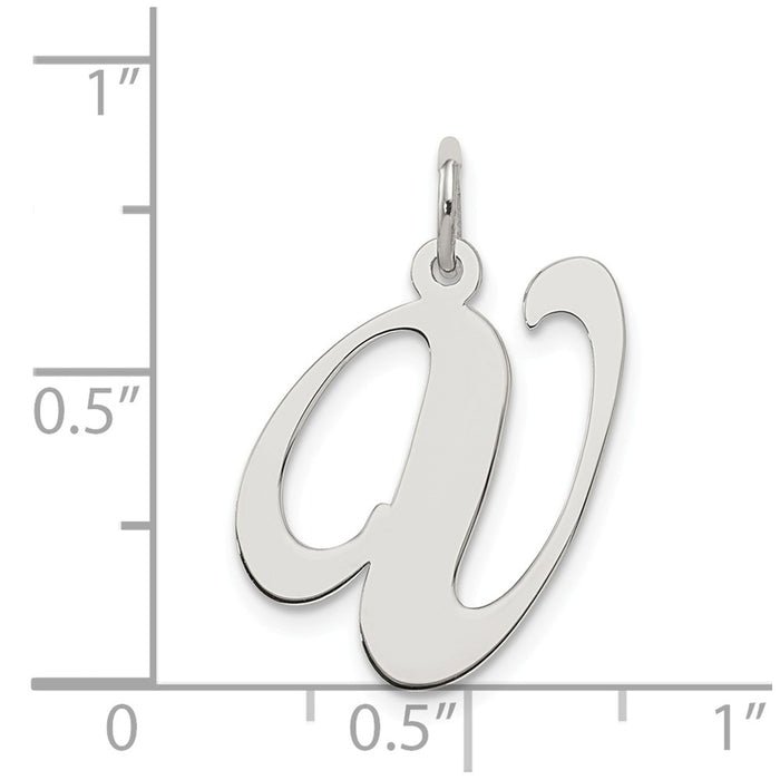 Million Charms 925 Sterling Silver Rhodium-Plated Large Fancy Script Alphabet Letter Initial V Charm