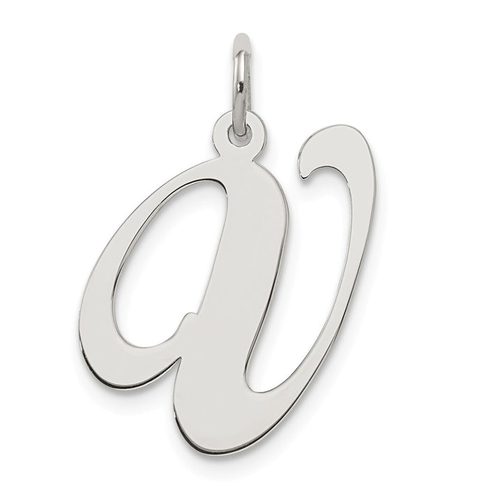 Million Charms 925 Sterling Silver Rhodium-Plated Large Fancy Script Alphabet Letter Initial V Charm