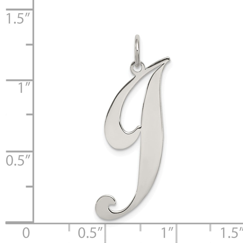 Million Charms 925 Sterling Silver Rhodium-Plated Large Fancy Script Alphabet Letter Initial J Charm