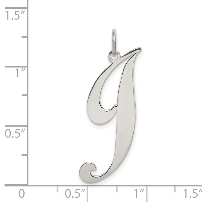 Million Charms 925 Sterling Silver Rhodium-Plated Large Fancy Script Alphabet Letter Initial J Charm