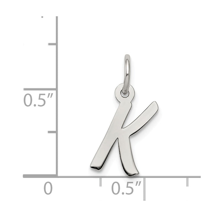 Million Charms 925 Sterling Silver Rhodium-Plated Small Alphabet Letter Initial K Charm