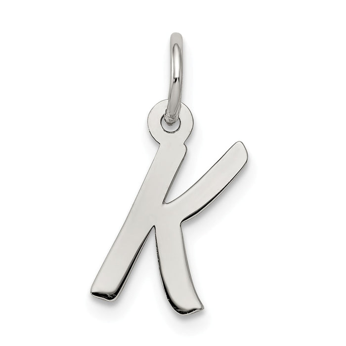 Million Charms 925 Sterling Silver Rhodium-Plated Small Alphabet Letter Initial K Charm