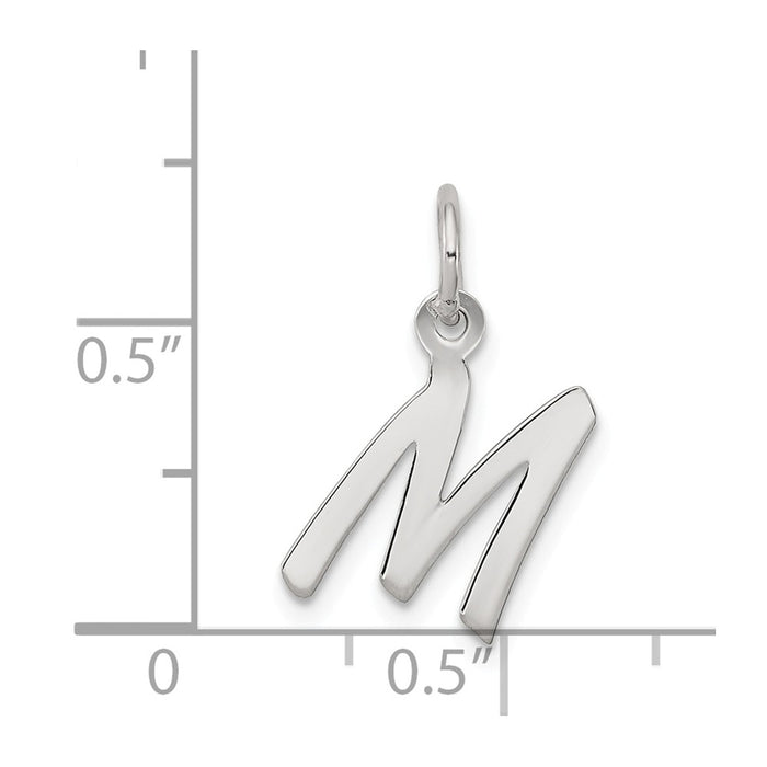 Million Charms 925 Sterling Silver Rhodium-Plated Small Alphabet Letter Initial M Charm