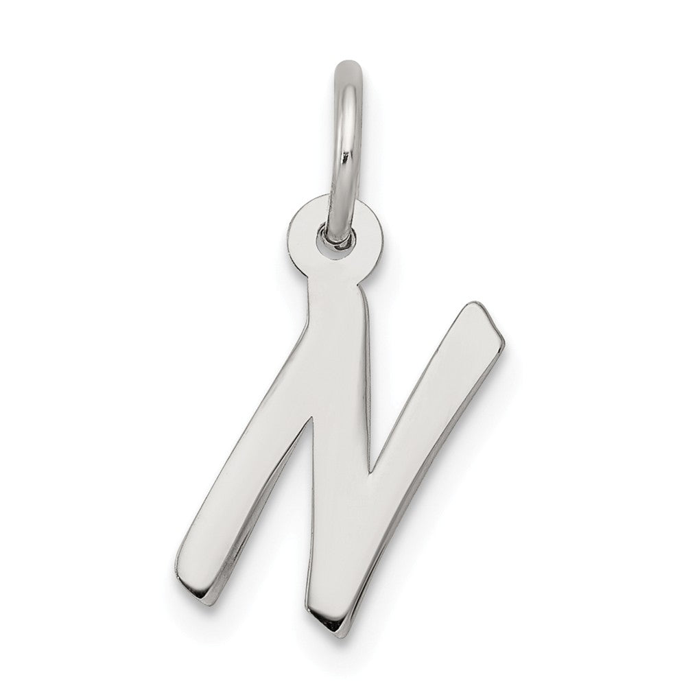 Million Charms 925 Sterling Silver Rhodium-Plated Small Alphabet Letter Initial N Charm