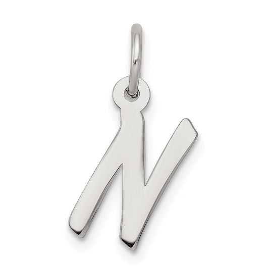 Million Charms 925 Sterling Silver Rhodium-Plated Small Alphabet Letter Initial N Charm