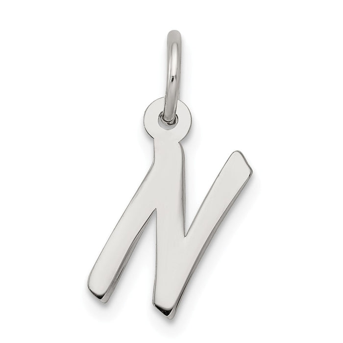 Million Charms 925 Sterling Silver Rhodium-Plated Small Alphabet Letter Initial N Charm