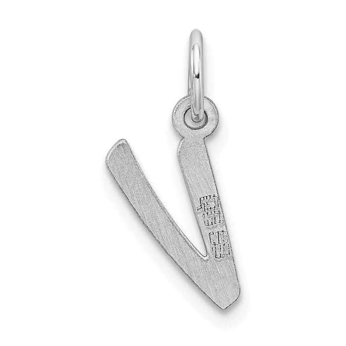 Million Charms 925 Sterling Silver Rhodium-Plated Small Alphabet Letter Initial V Charm