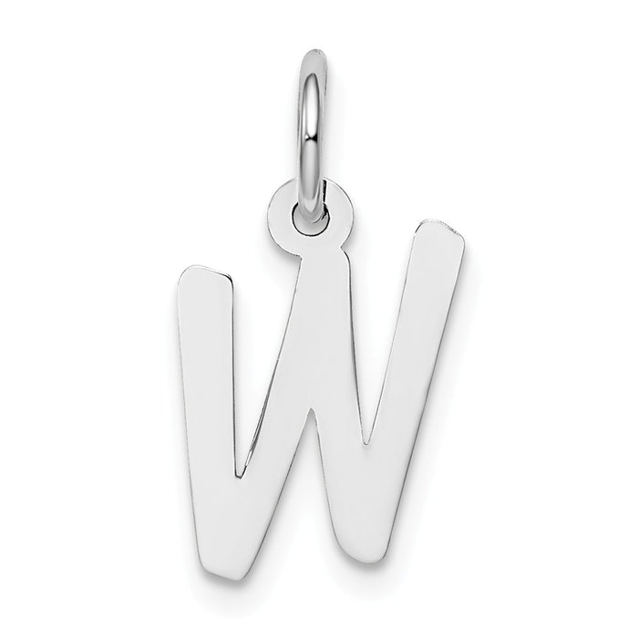 Million Charms 925 Sterling Silver Rhodium-Plated Small Alphabet Letter Initial W Charm