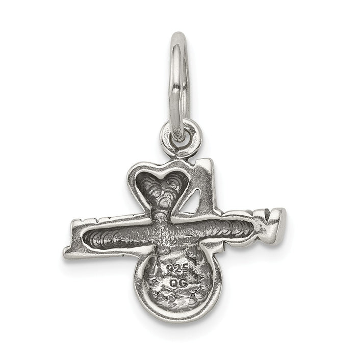 Million Charms 925 Sterling Silver Antique I (Heart) Volleyball Charm