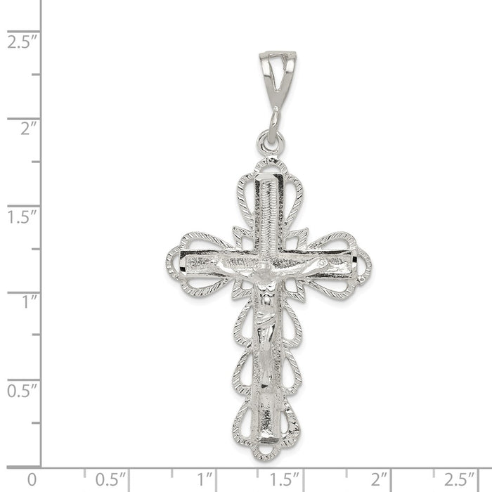 Million Charms 925 Sterling Silver Diamond-Cut Relgious Crucifix Pendant