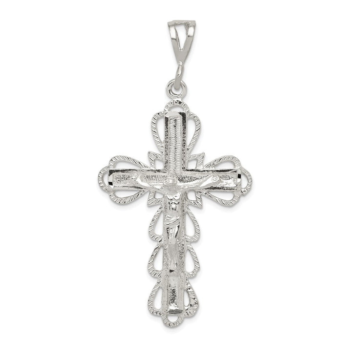 Million Charms 925 Sterling Silver Diamond-Cut Relgious Crucifix Pendant