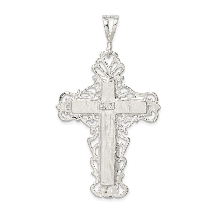 Million Charms 925 Sterling Silver Diamond-Cut Relgious Crucifix Pendant