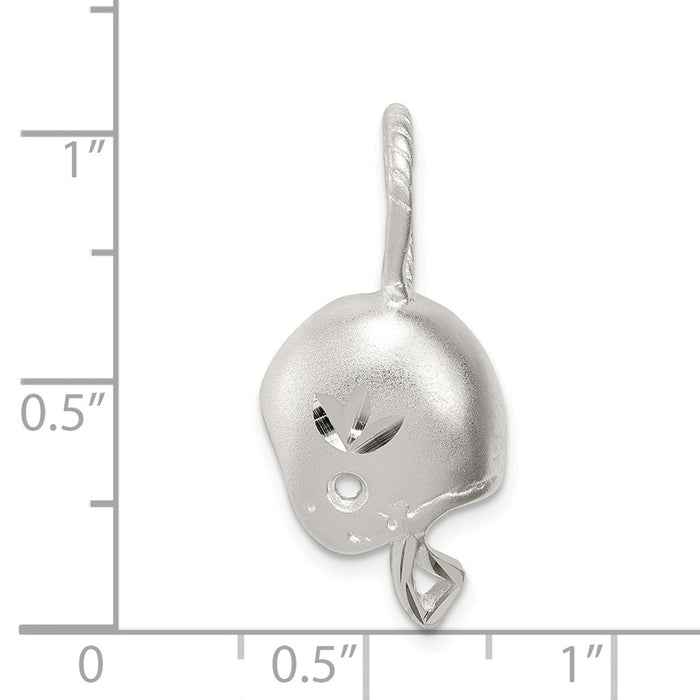 Million Charms 925 Sterling Silver Satin Diamond Cut Sports Football Helmet Charm