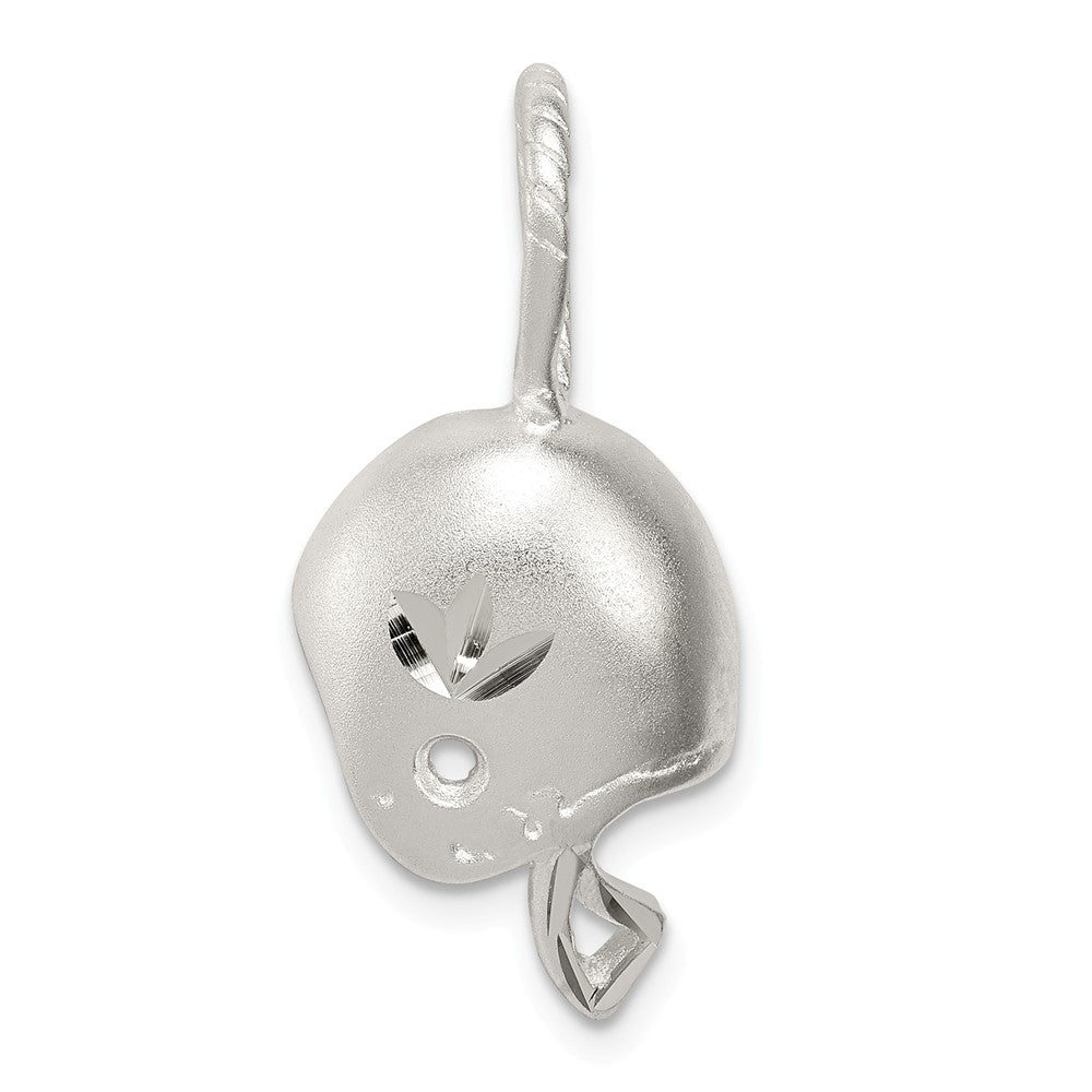 Million Charms 925 Sterling Silver Satin Diamond Cut Sports Football Helmet Charm