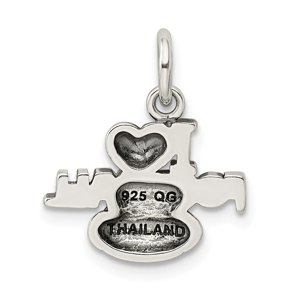 Million Charms 925 Sterling Silver Antique I (Heart) Sports Football Charm