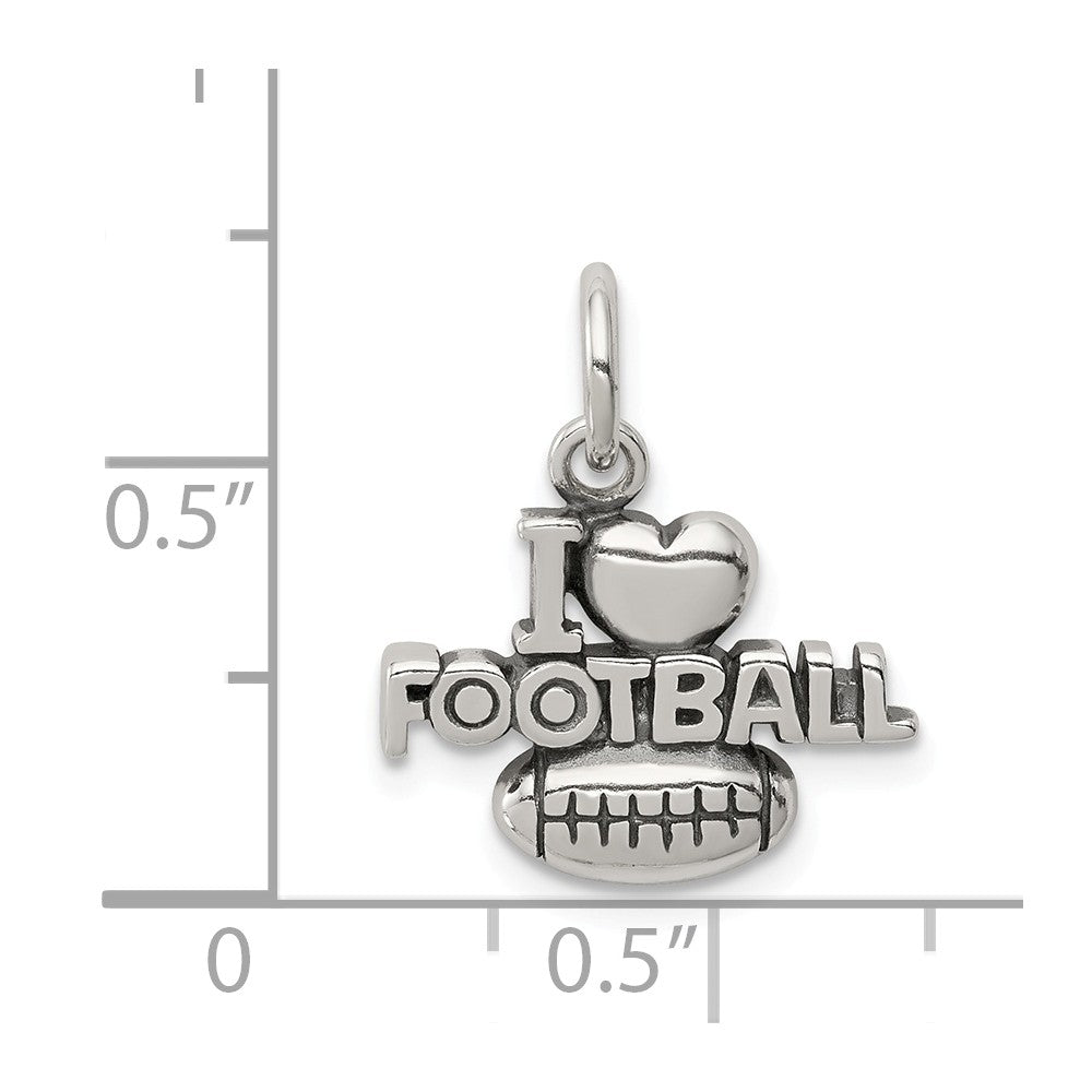 Million Charms 925 Sterling Silver Antique I (Heart) Sports Football Charm