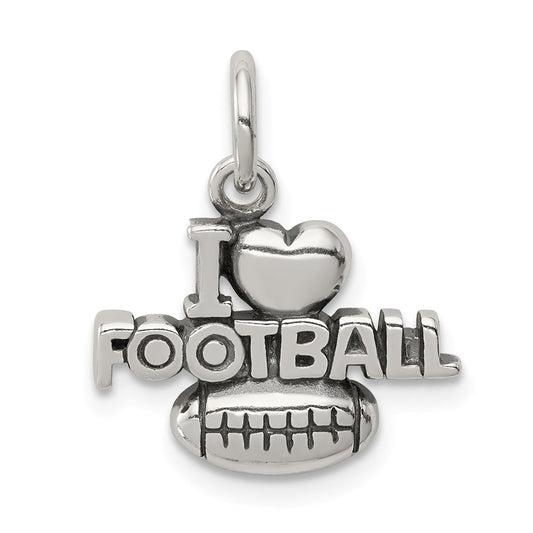 Million Charms 925 Sterling Silver Antique I (Heart) Sports Football Charm