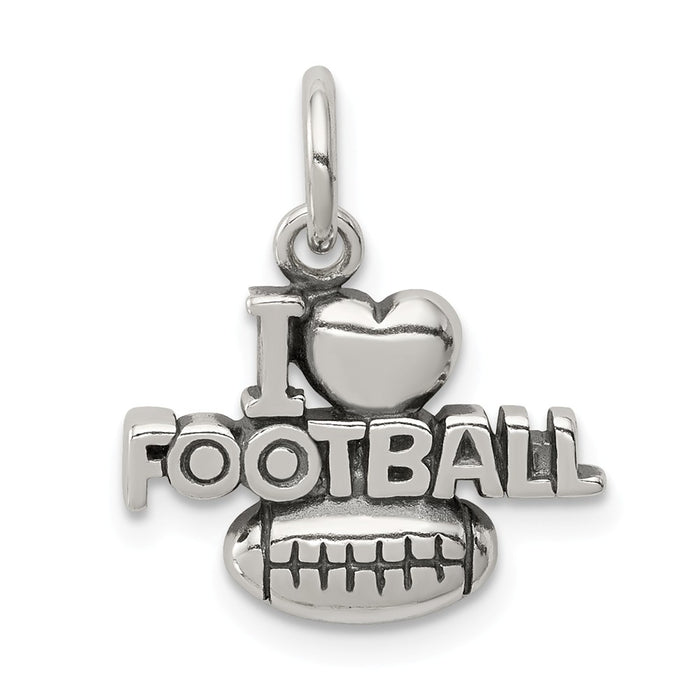 Million Charms 925 Sterling Silver Antique I (Heart) Sports Football Charm