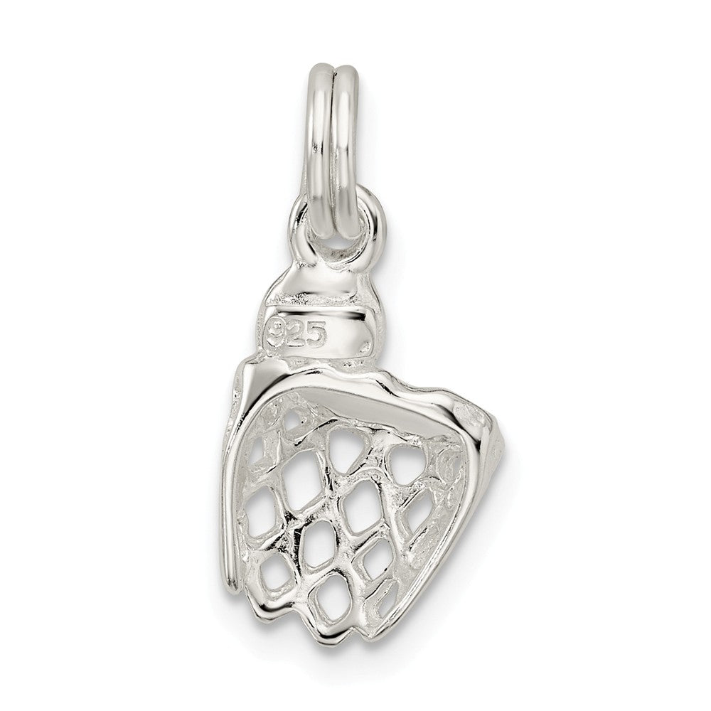 Million Charms 925 Sterling Silver Simulated Pearl Sports Basketball In Hoop Charm