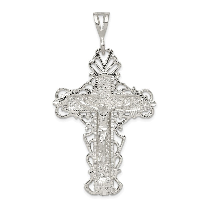 Million Charms 925 Sterling Silver Diamond-Cut Relgious Crucifix Pendant