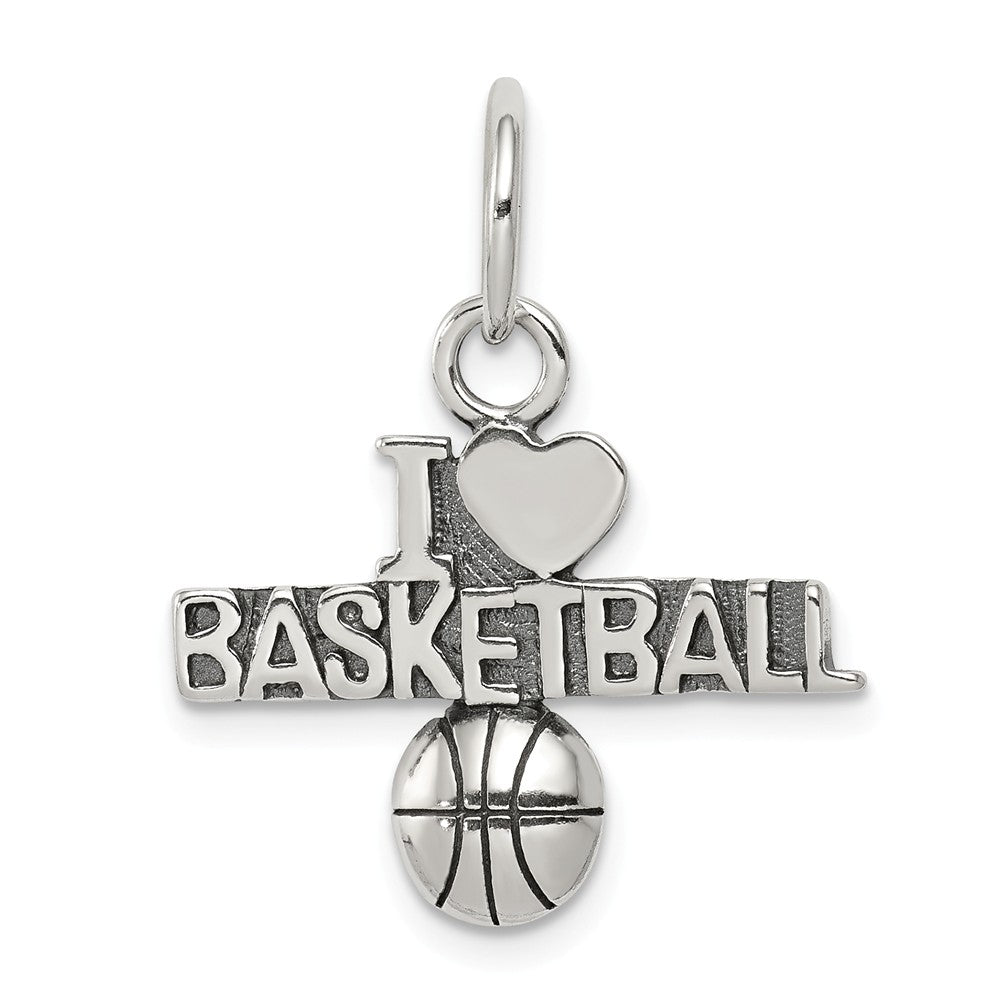 Million Charms 925 Sterling Silver Antique I (Heart) Sports Basketball Charm