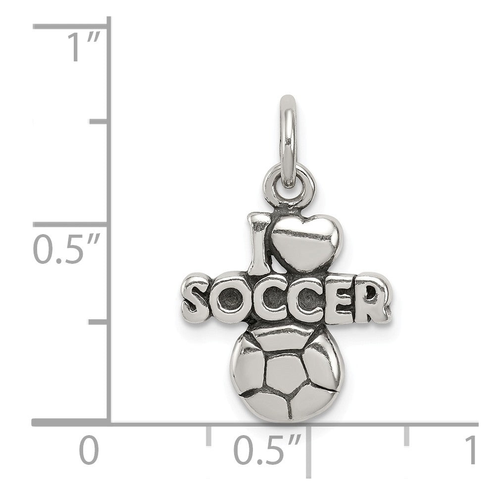 Million Charms 925 Sterling Silver Antique I (Heart) Sports Soccer Charm