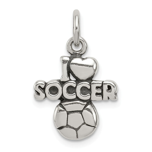 Million Charms 925 Sterling Silver Antique I (Heart) Sports Soccer Charm