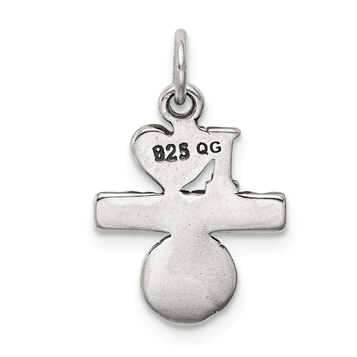 Million Charms 925 Sterling Silver Antique I (Heart) Sports Baseball Charm