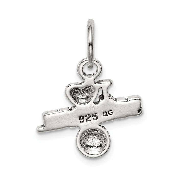 Million Charms 925 Sterling Silver Antique I (Heart) Softball Charm